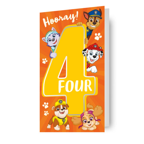 Paw Patrol Age 4 Birthday Card