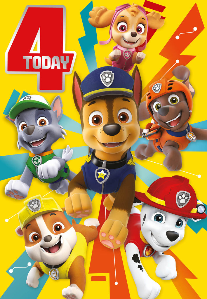 Paw Patrol Age 4 Birthday Card