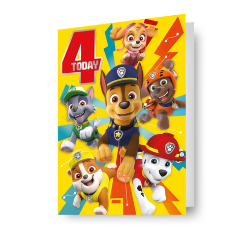 Paw Patrol Age 4 Birthday Card