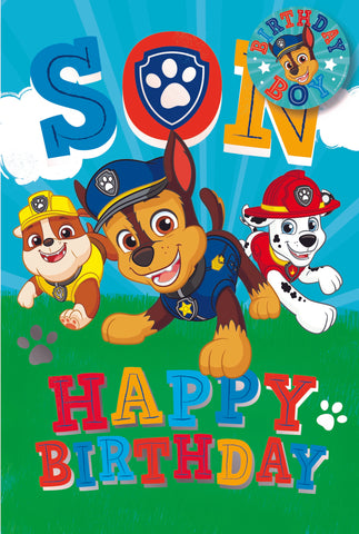 Paw Patrol Son Birthday Card