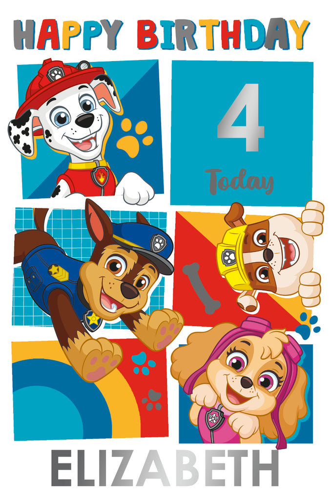 Paw Patrol Age & Name Sticker Birthday Card