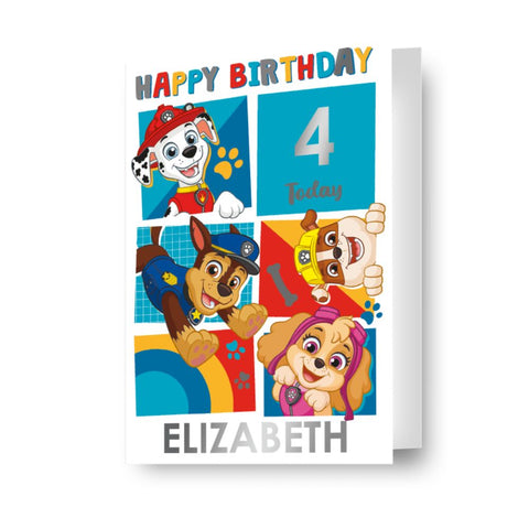 Paw Patrol Age & Name Sticker Birthday Card