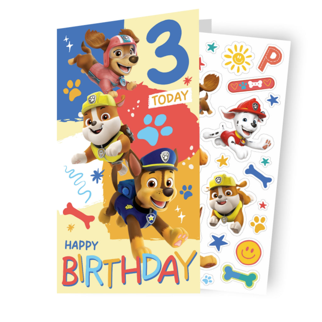 Paw Patrol Age 3 Sticker Birthday Card