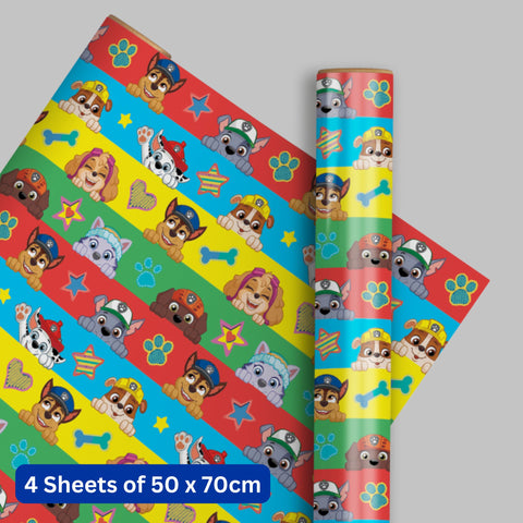 Paw Patrol 4 Sheets & 4 Tags Gift Wrap Bundle