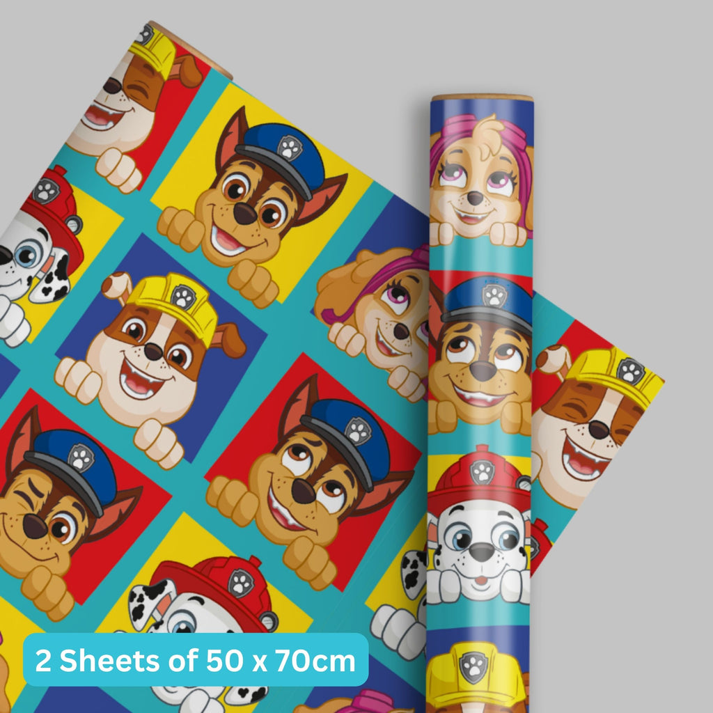 Paw Patrol inpakpapier 2 vellen en 2 labels