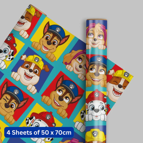 Paw Patrol 4 Sheets & 4 Tags Gift Wrap Bundle