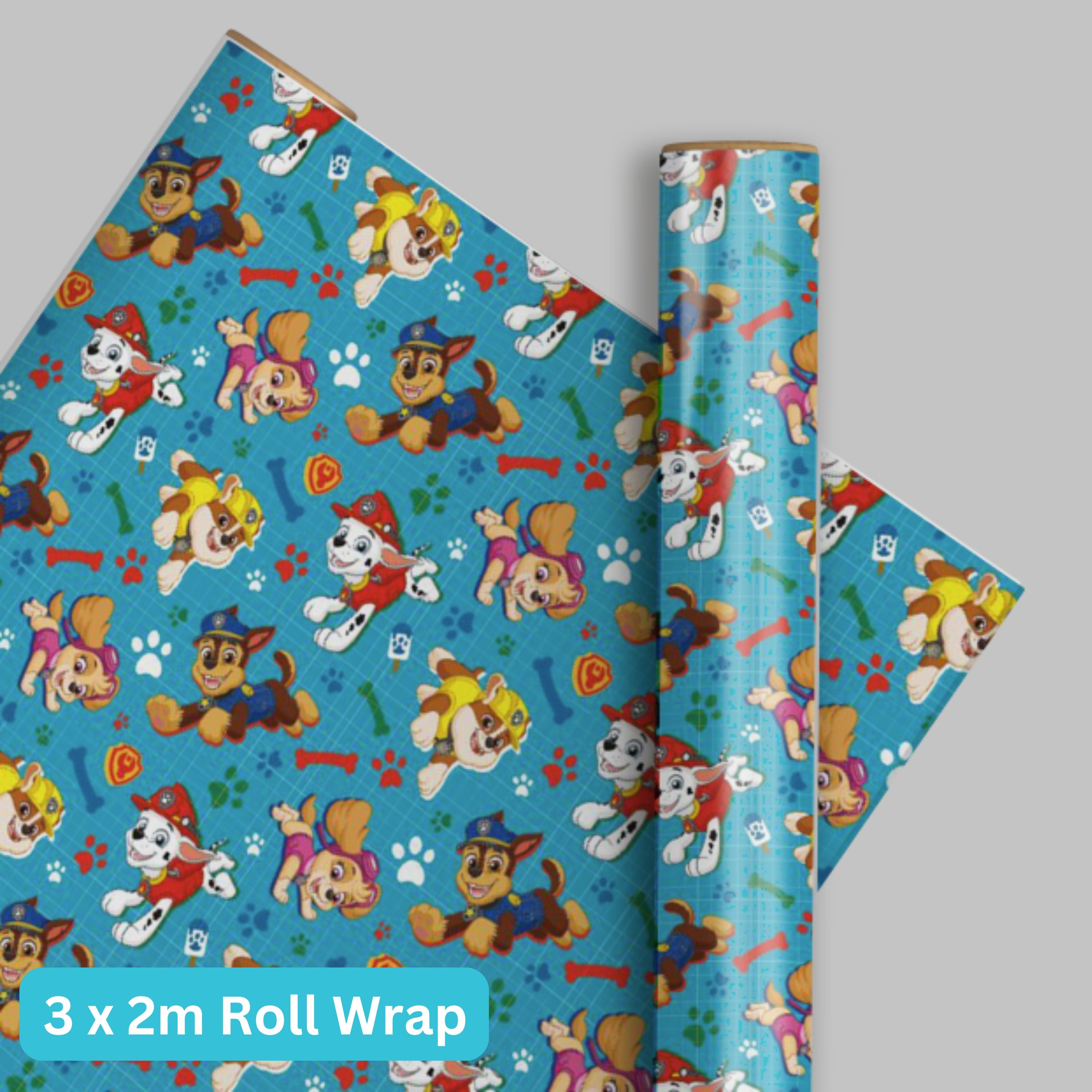 Paw Patrol Wrappng Paper Sheets - Set Of 3 - Chase Marshall Rubble - View #2