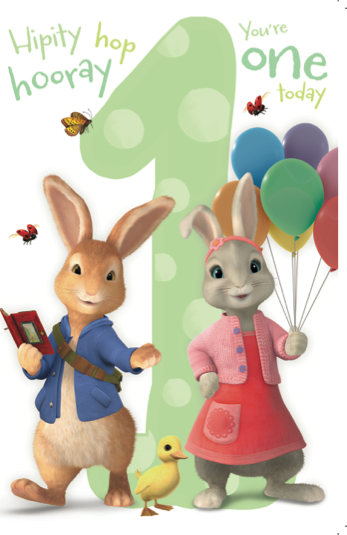 Peter Rabbit Age 1 Birthday Card