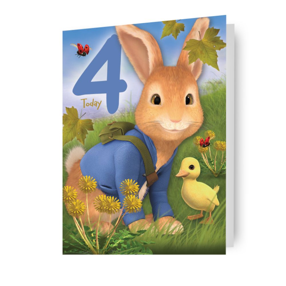 Peter Rabbit Age 4 Birthday Card