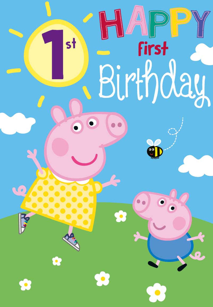 Biglietto di auguri per il 1° compleanno di Peppa Pig