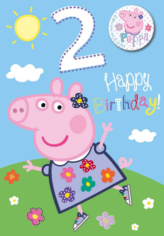 Peppa Pig Birthday Card Age 2