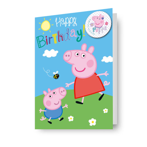 Peppa Pig Happy Birthday Card & Badge
