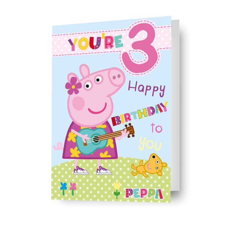 Biglietto d'auguri per 3 anni di Peppa Pig