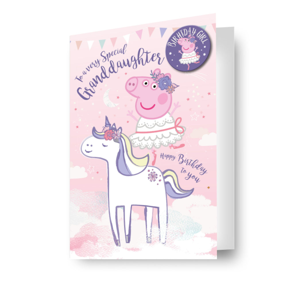 Peppa Pig Granddaughter Birthday Card with Badge