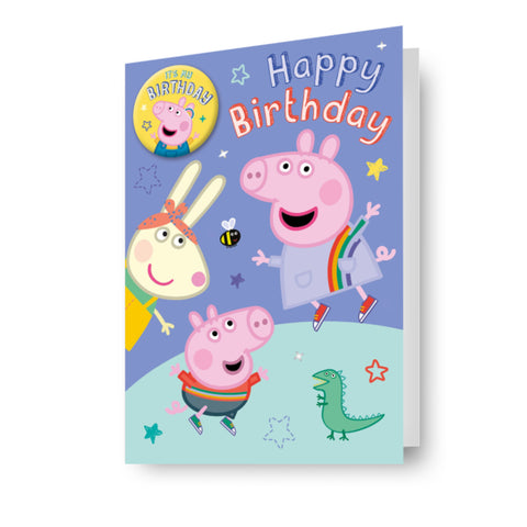 Peppa Pig Birthday Fun Card with Badge