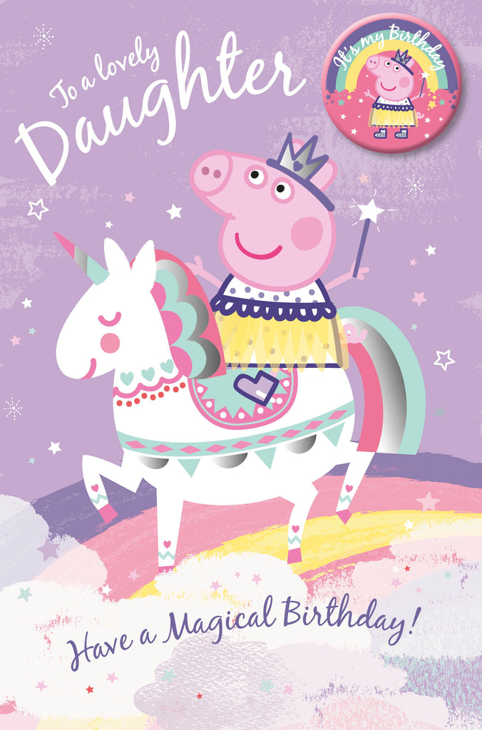 Peppa Pig Daughter Birthday Card with Badge