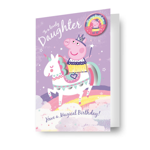 Peppa Pig Daughter Birthday Card with Badge