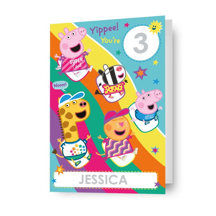 Peppa Pig gepersonaliseerde verjaardagskaart met stickervel