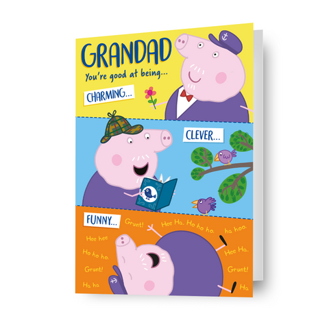 Biglietto d'auguri per nonno di Peppa Pig, nonno maiale