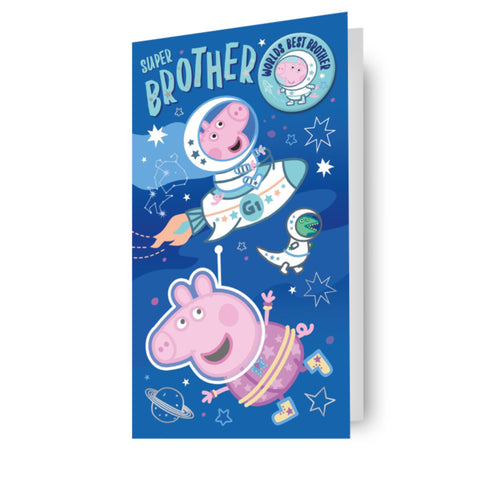 Peppa Pig Brother Birthday Card & Badge