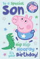 Son Birthday card With Badge Peppa Pig