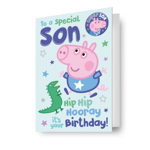 Peppa Pig 'Son' Birthday Card With Badge