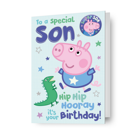 Peppa Pig 'Zoon' Verjaardagskaart Met Badge