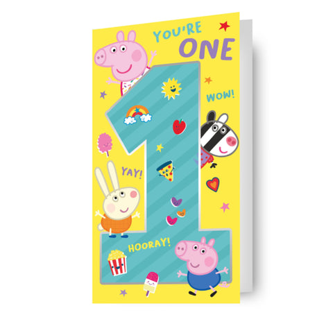 Peppa Pig Age 1 Birthday Card