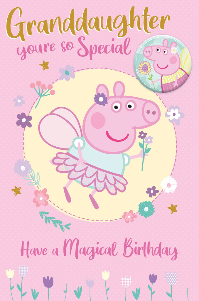 Peppa Pig Badge Granddaughter Birthday Card