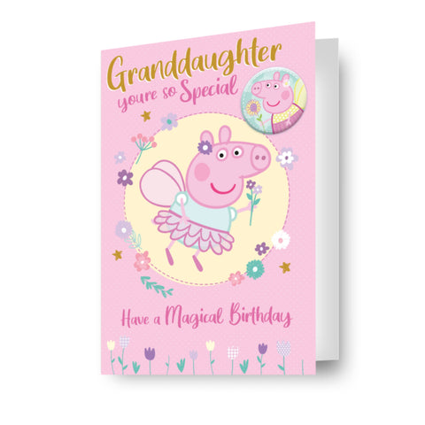 Peppa Pig Badge Granddaughter Birthday Card