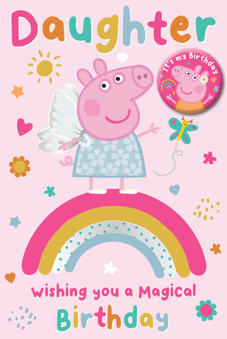 Peppa Pig Badge Dochter Verjaardagskaart