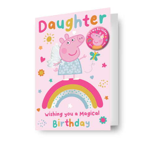 Peppa Pig Badge Daughter Birthday Card