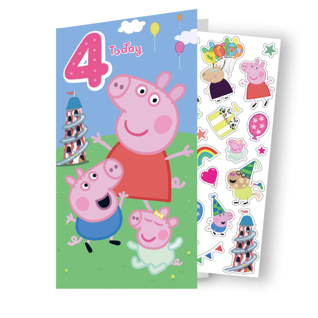 Peppa Pig Age 4 Sticker Birthday Card