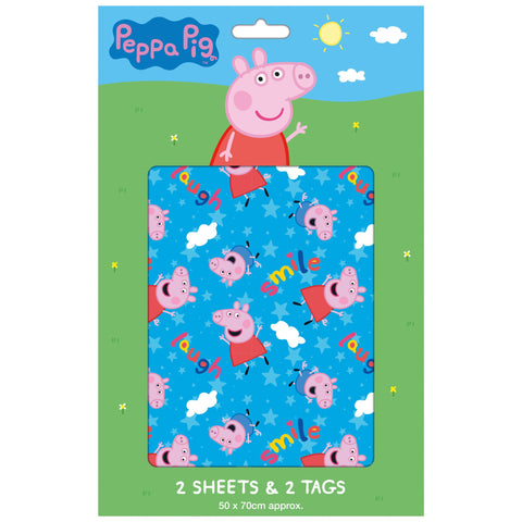 Peppa Pig 2 Sheets & 2 Tags Gift Wrap