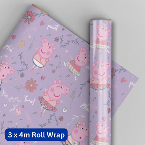 Peppa Pig 4m Roll Wrapping Paper - 3 Pack Bundle