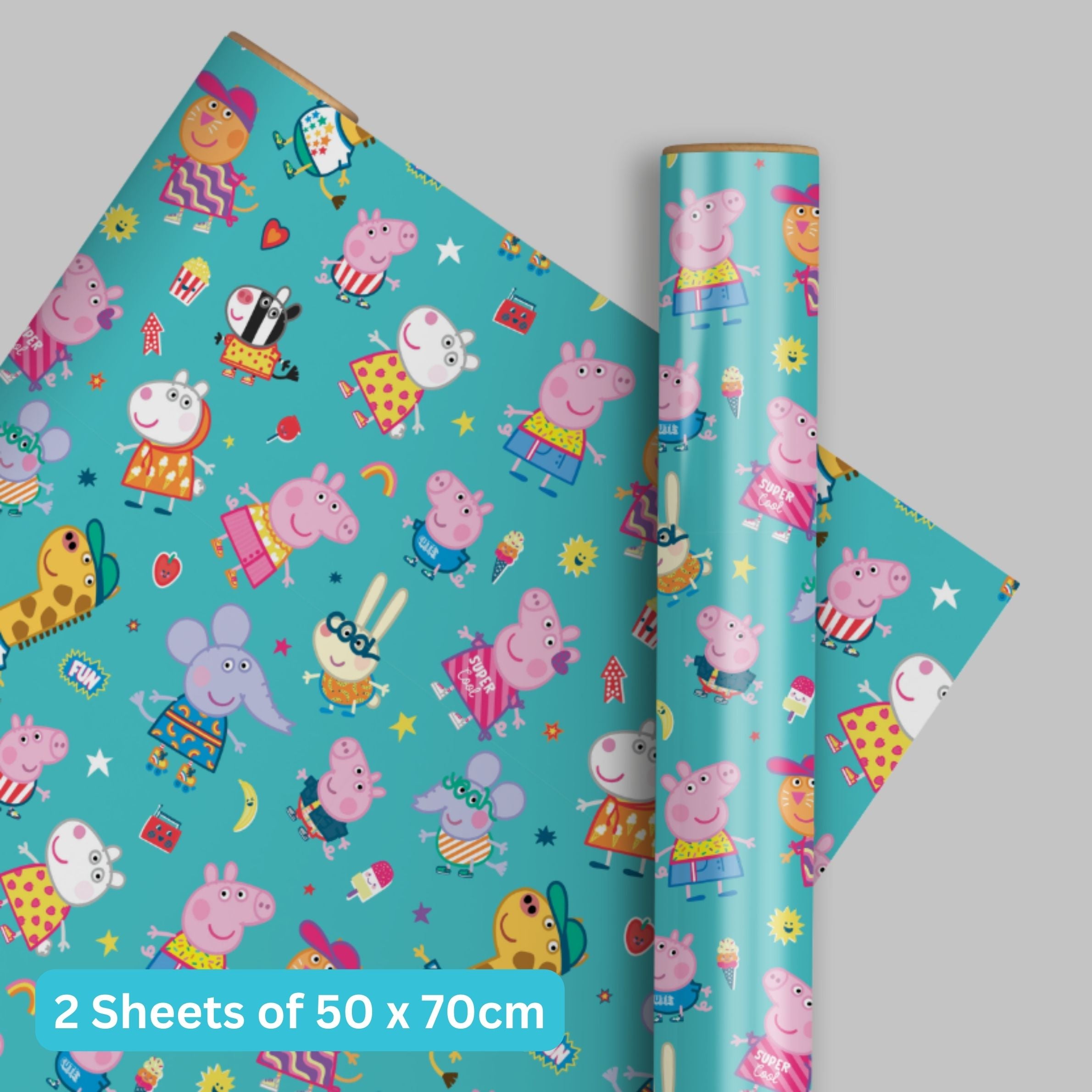 Peppa Pig Wrapping Paper 2 Sheet 2 Tag Danilo Promotions