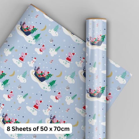 Peppa Pig Christmas 8 Sheets & 8 Tags Gift Wrap Bundle