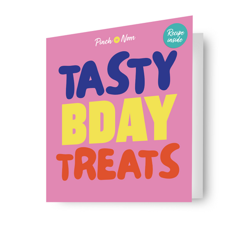 Pinch Of Nom Birthday Card Featuring Recipe For Biscoff Cheesecake