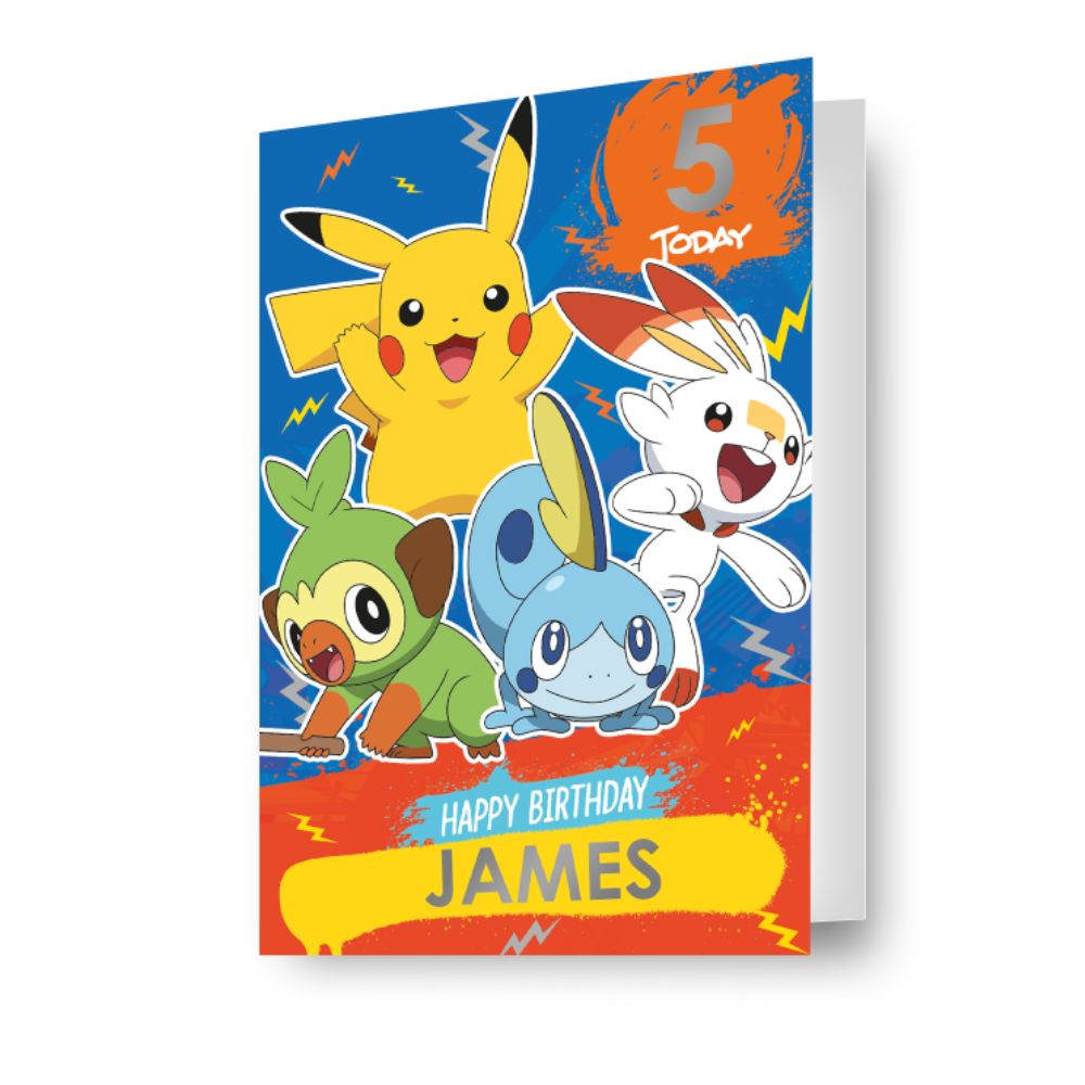 Pokemon Personalise Birthday Card With Sticker Sheet