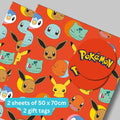 Pokemon 2 Sheets & 2 Tags Gift Wrap