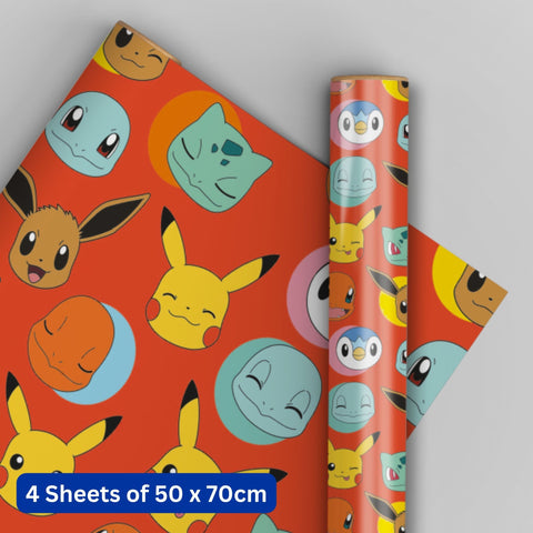 Pokemon 4 Sheets & 4 Tags Gift Wrap Bundle