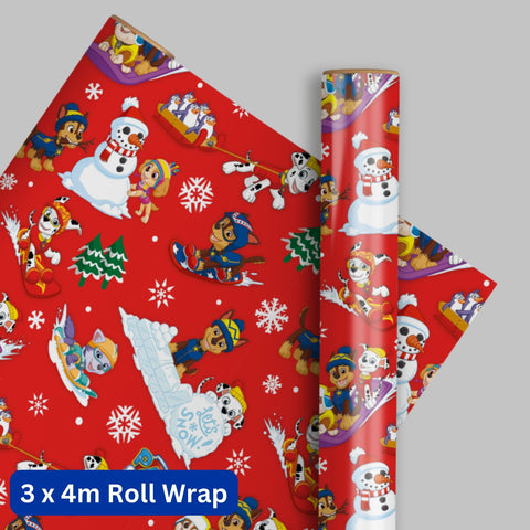 Paw Patrol Christmas Wrapping Paper 4m Roll - 3 Pack Bundle