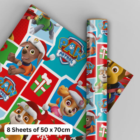 Paw Patrol Christmas 8 Sheets & 8 Tags Gift Wrap Bundle