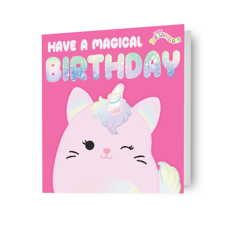 Squishmallow 'Have a Magical Birthday'-kaart