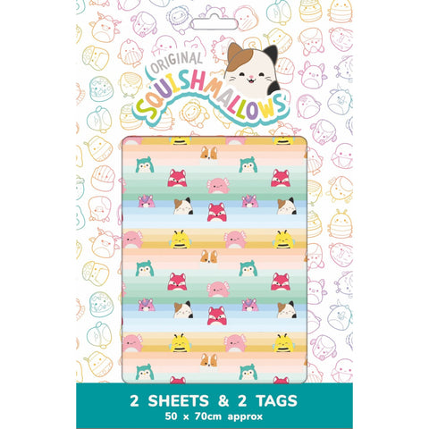 Squishmallows 2 Sheets & 2 Tags Gift Wrap