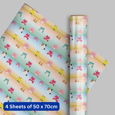 Squishmallows 4 Sheets & 4 Tags Gift Wrap Bundle