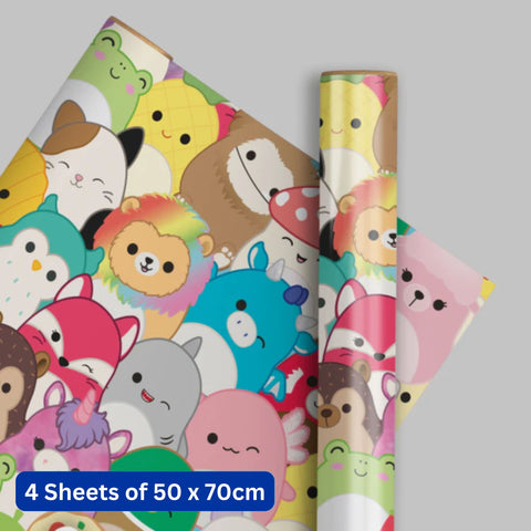 Squishmallows 4 Sheets & 4 Tags Gift Wrap Bundle