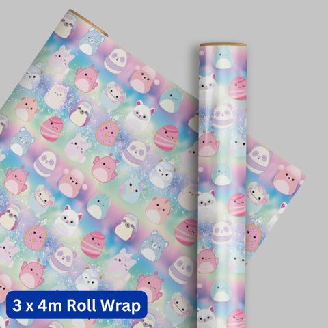 Squishmallows 4m Roll Wrapping Paper - 3 Pack Bundle