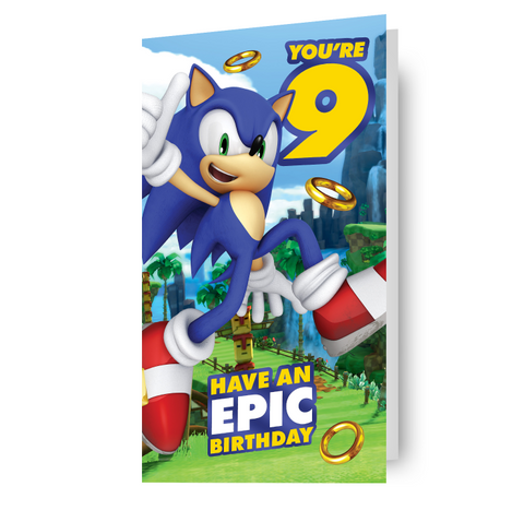 Sonic the Hedgehog Age 9 Birthday Card