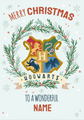 Biglietto di Natale con stemma di Harry Potter Hogwarts personalizzato, qualsiasi nome